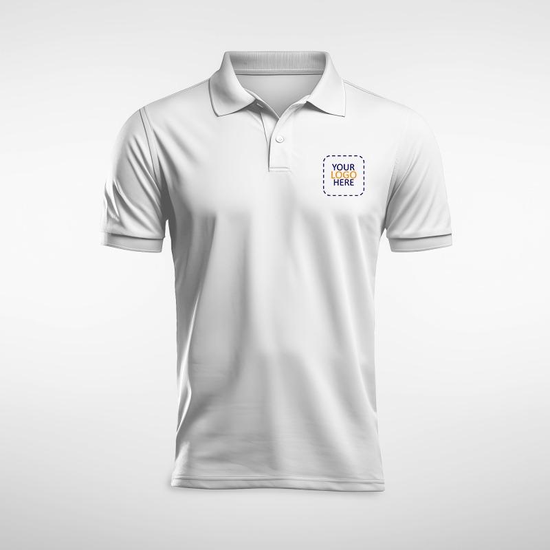 Mesh Sports Polo Shirts - White with Logo